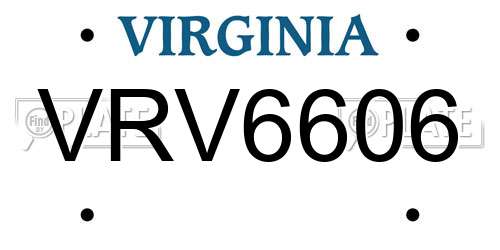 VRV6606 Virginia License Plate