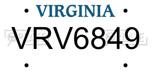 VRV6849 Virginia License Plate