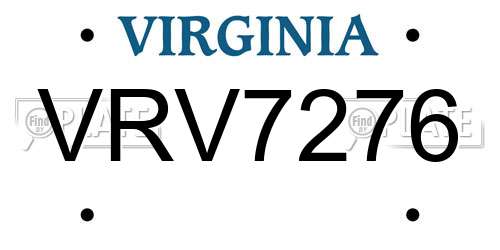 VRV7276 Virginia License Plate