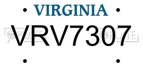 VRV7307 Virginia License Plate
