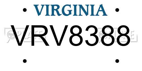 VRV8388 Virginia License Plate