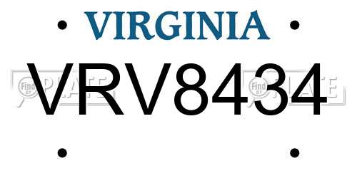 VRV8434 Virginia License Plate