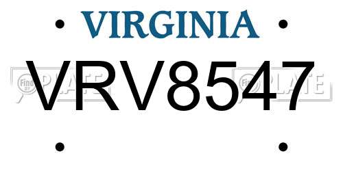 VRV8547 Virginia License Plate