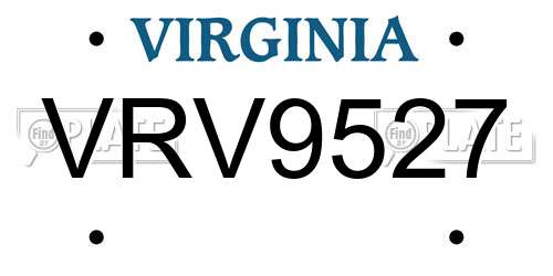 VRV9527 Virginia License Plate