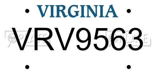 VRV9563 Virginia License Plate