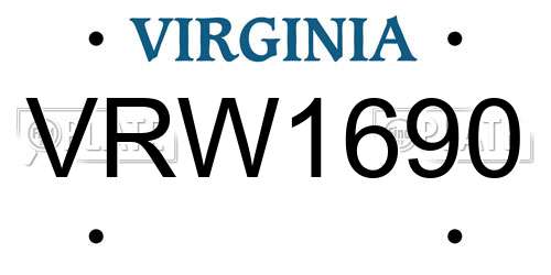 VRW1690 Virginia License Plate