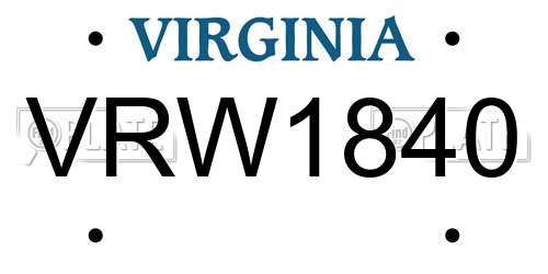 VRW1840 Virginia License Plate