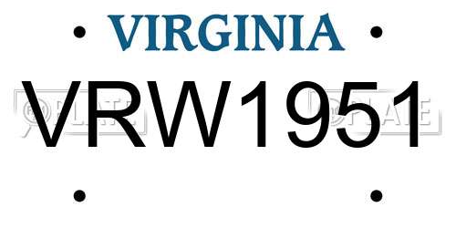 VRW1951 Virginia License Plate