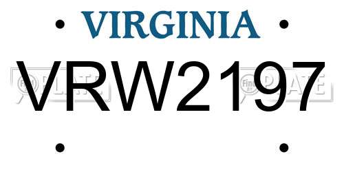 VRW2197 Virginia License Plate