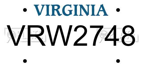 VRW2748 Virginia License Plate