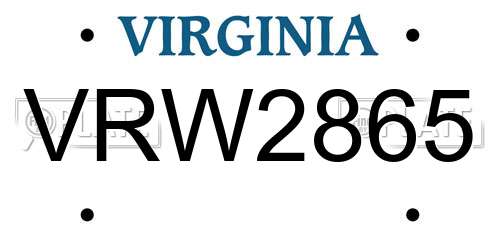 VRW2865 Virginia License Plate