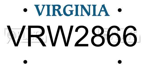 VRW2866 Virginia License Plate