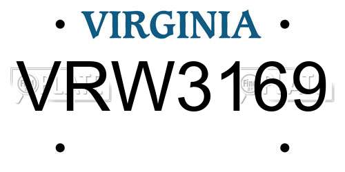 VRW3169 Virginia License Plate