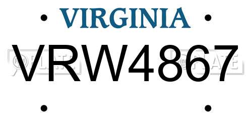 VRW4867 Virginia License Plate
