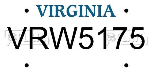 VRW5175 Virginia License Plate