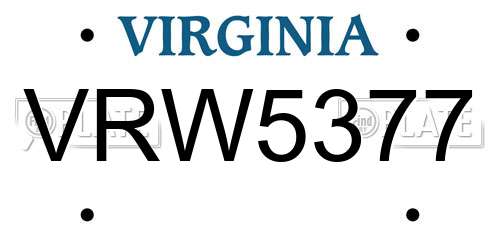 VRW5377 Virginia License Plate