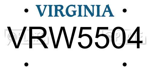 VRW5504 Virginia License Plate