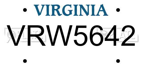 VRW5642 Virginia License Plate