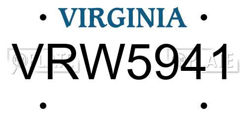 VRW5941 Virginia License Plate