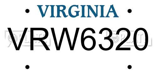 VRW6320 Virginia License Plate