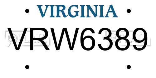 VRW6389 Virginia License Plate