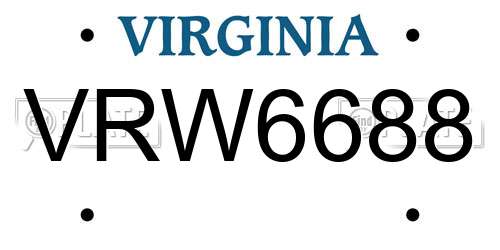 VRW6688 Virginia License Plate