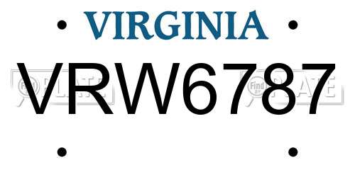 VRW6787 Virginia License Plate