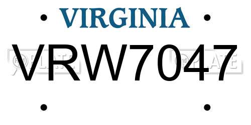 VRW7047 Virginia License Plate