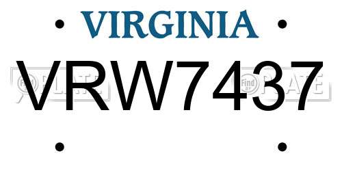 VRW7437 Virginia License Plate