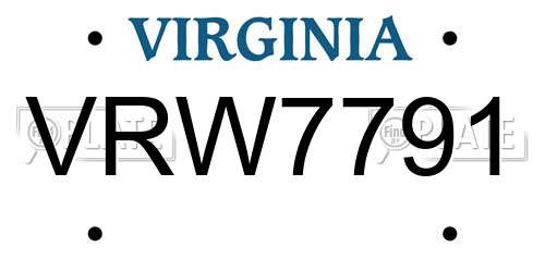 VRW7791 Virginia License Plate