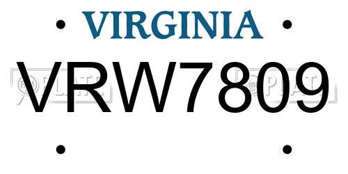 VRW7809 Virginia License Plate