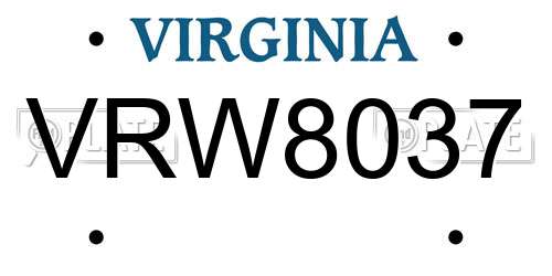 VRW8037 Virginia License Plate