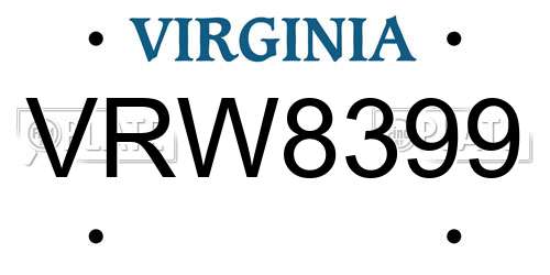 VRW8399 Virginia License Plate