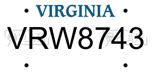 VRW8743 Virginia License Plate