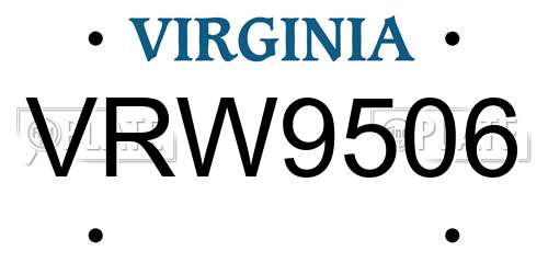VRW9506 Virginia License Plate