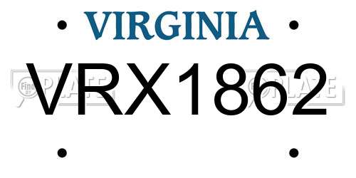 VRX1862 Virginia License Plate