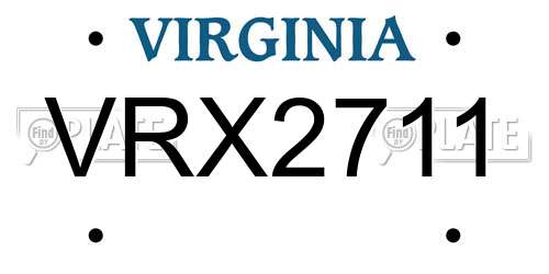 VRX2711 Virginia License Plate
