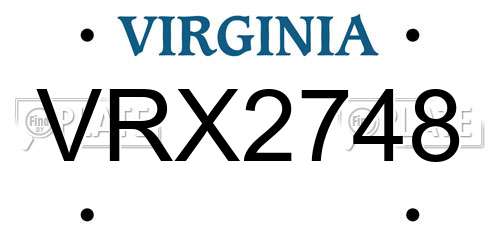 VRX2748 Virginia License Plate