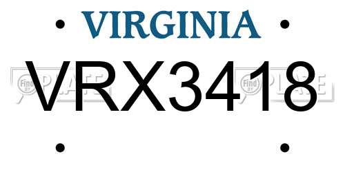 VRX3418 Virginia License Plate