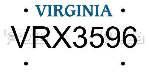 VRX3596 Virginia License Plate