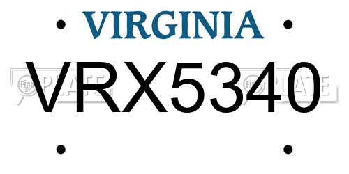 VRX5340 Virginia License Plate