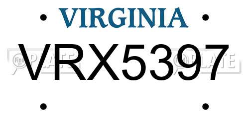 VRX5397 Virginia License Plate
