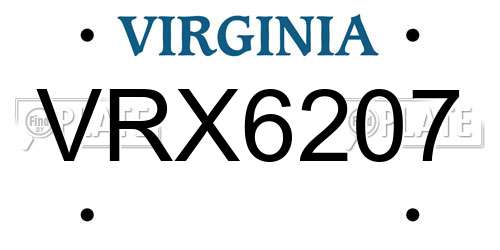 VRX6207 Virginia License Plate