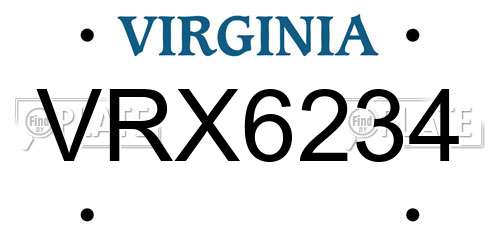 VRX6234 Virginia License Plate