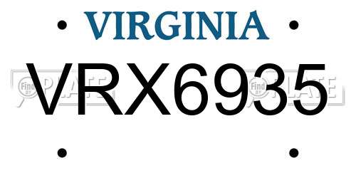 VRX6935 Virginia License Plate