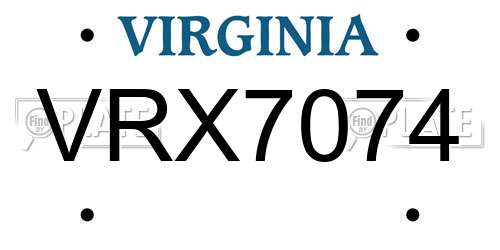 VRX7074 Virginia License Plate