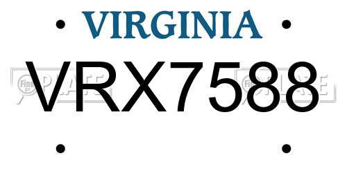 VRX7588 Virginia License Plate