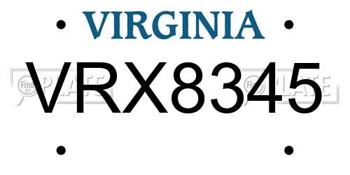 VRX8345 Virginia License Plate