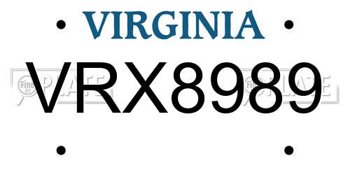 VRX8989 Virginia License Plate