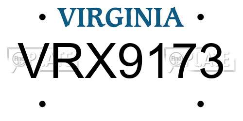 VRX9173 Virginia License Plate